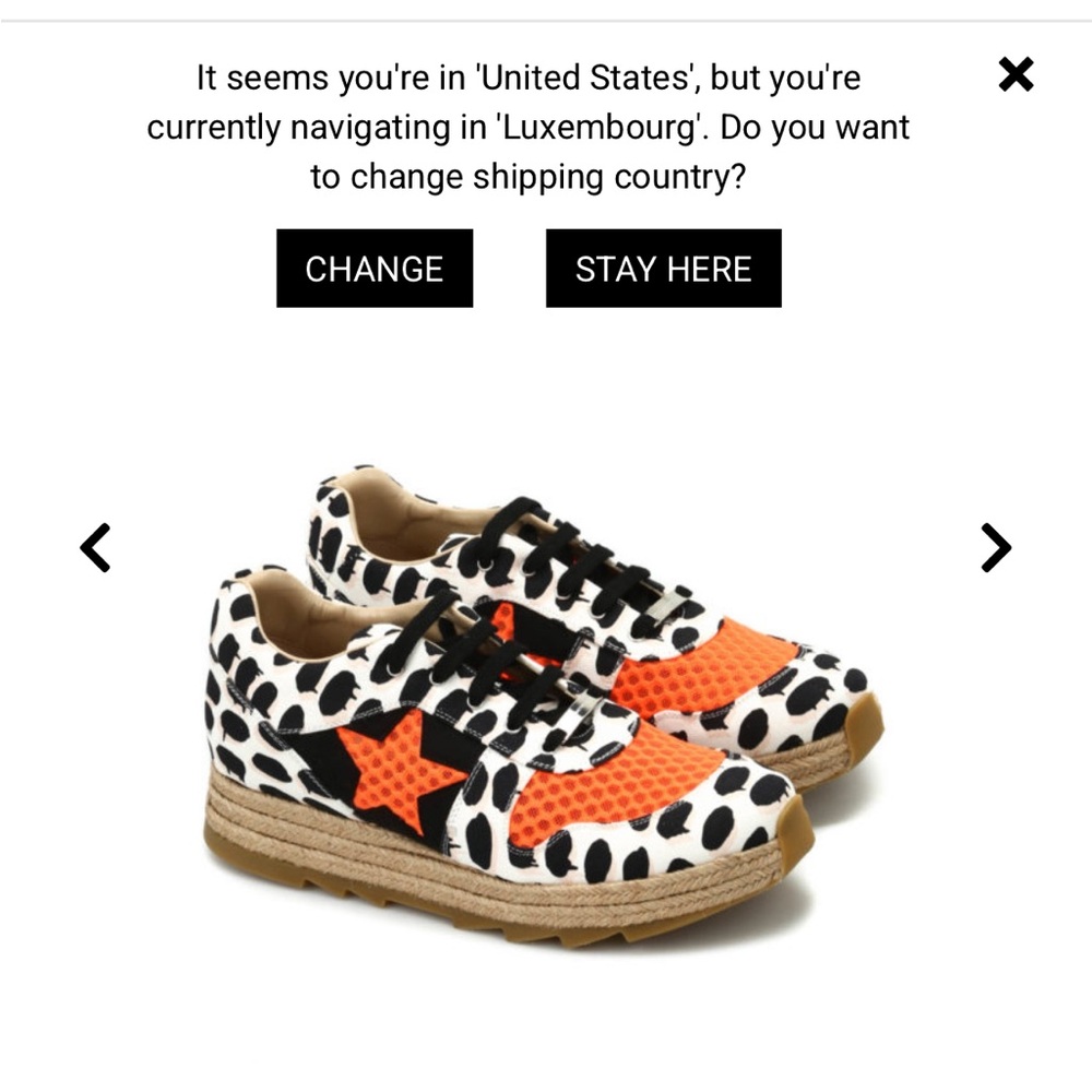 Stella McCartney Black and Orange Polka Dot Sneakers